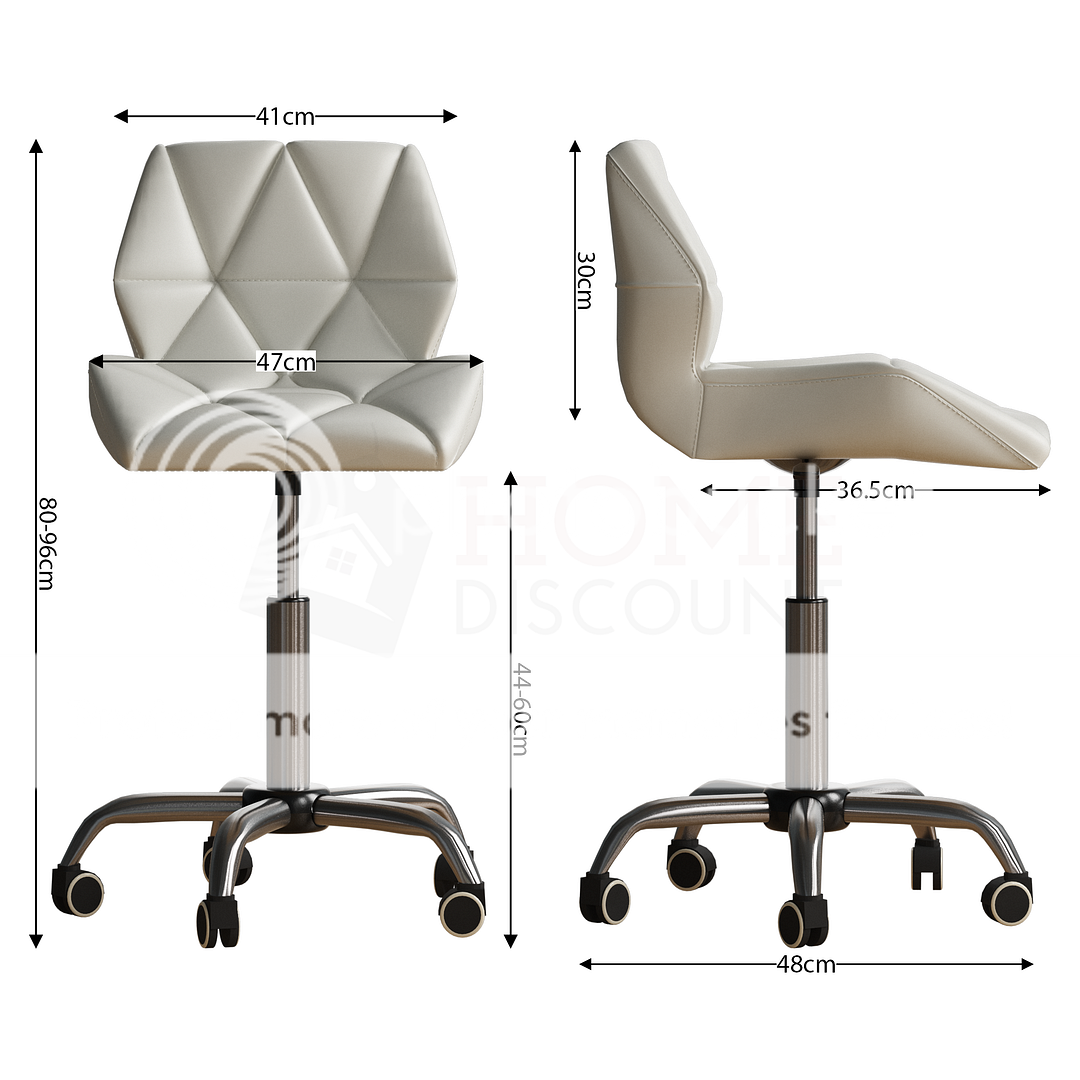 Computer Office Chair Cushioned Home Swivel Leather Chrome Small